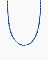 Box Chain Necklace in Sterling Silver with Blue Stainless Steel, 2.7mm